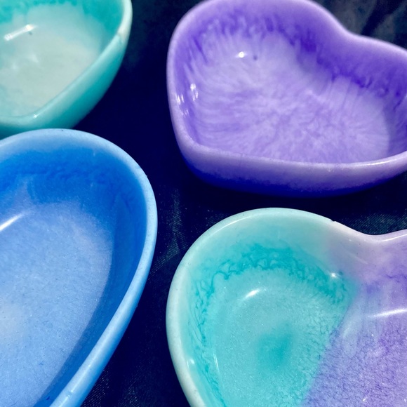 Tie Dye Jewelry Dishes / Square and Heart Shaped Trays / Handmade Pastel Dish - Picture 7 of 17